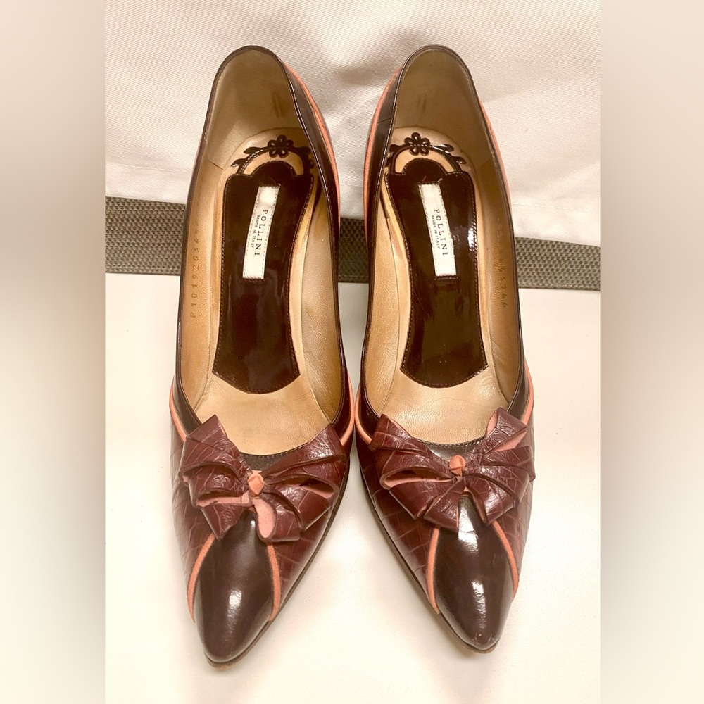 36.5 Burgundy Pollini heels the absolute IT! Color for fall. Nice pink detail.